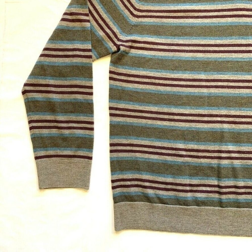 NEW Banana‎ Republic Italian 100% Merino Wool Sweater Pullover Striped V Neck XL - Picture 7 of 12